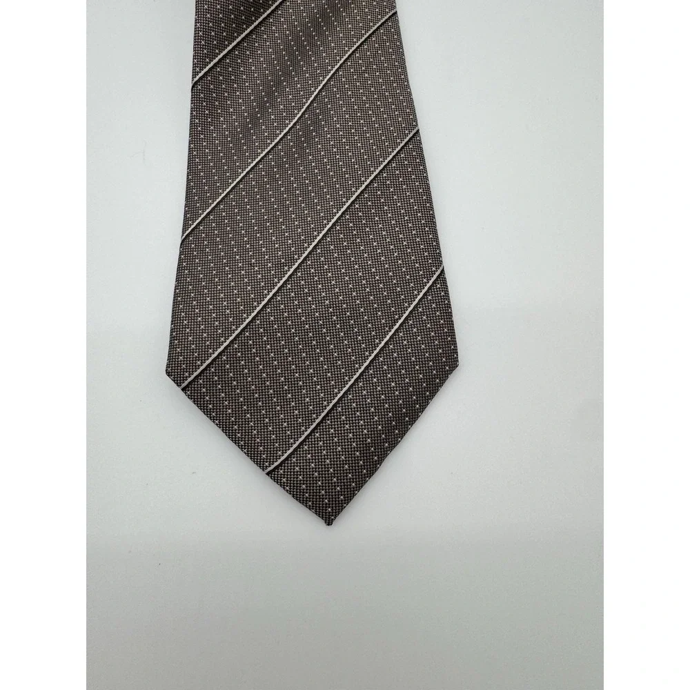 Banana Republic Silk Blend Tie Brown Tan Diagonal Stripe Stain Resistant Classic